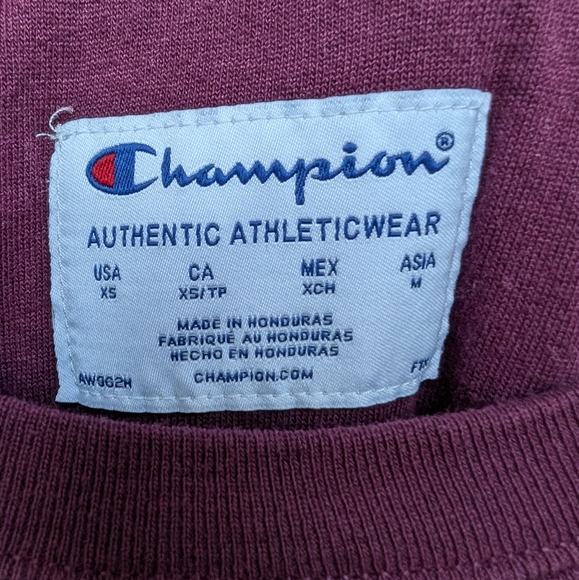 Champion Plum Crew Neck Pullover Sweatshirt classic logo Sz XS - Picture 4 of 10